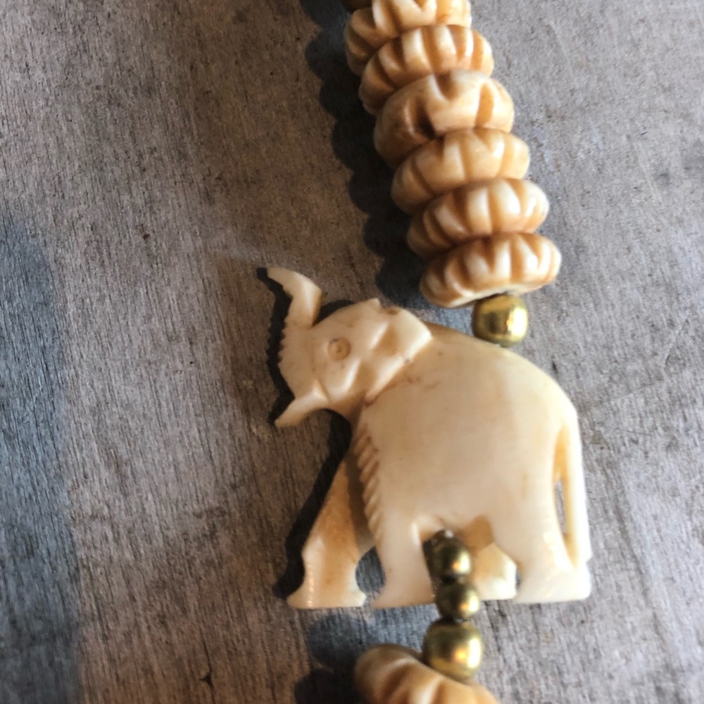 African bone carved necklace; elephants - Picture 7 of 8